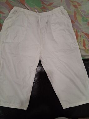 White Elastic Hem Cargo Pants